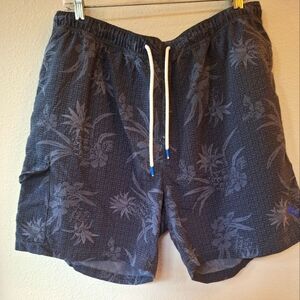 Tommy Bahama Mens Black/Gray Palm Swim Trunks 6" Size XL